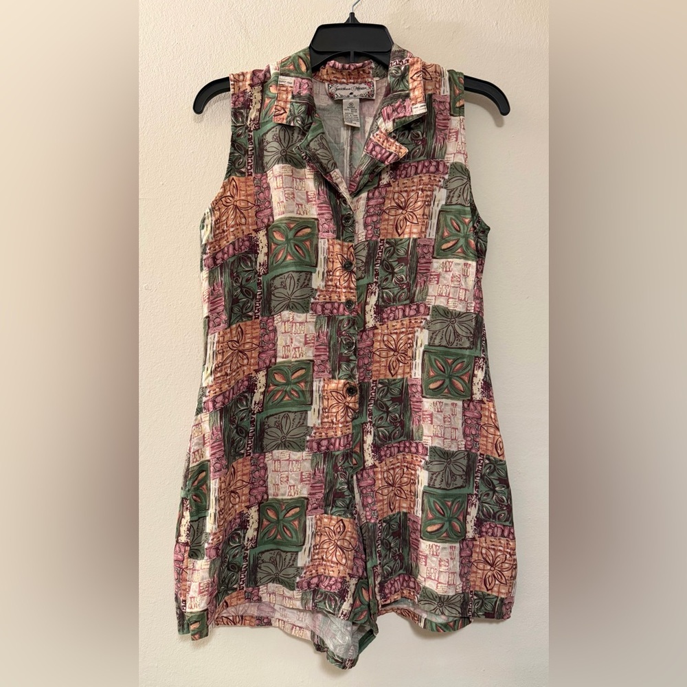 Vintage Hawaiian Floral Sleeveless Shorts Romper